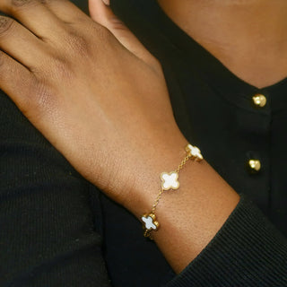 White Celeste Clover Bracelet