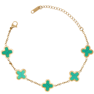 Green Celeste Clover Bracelet with 18K gold-plating